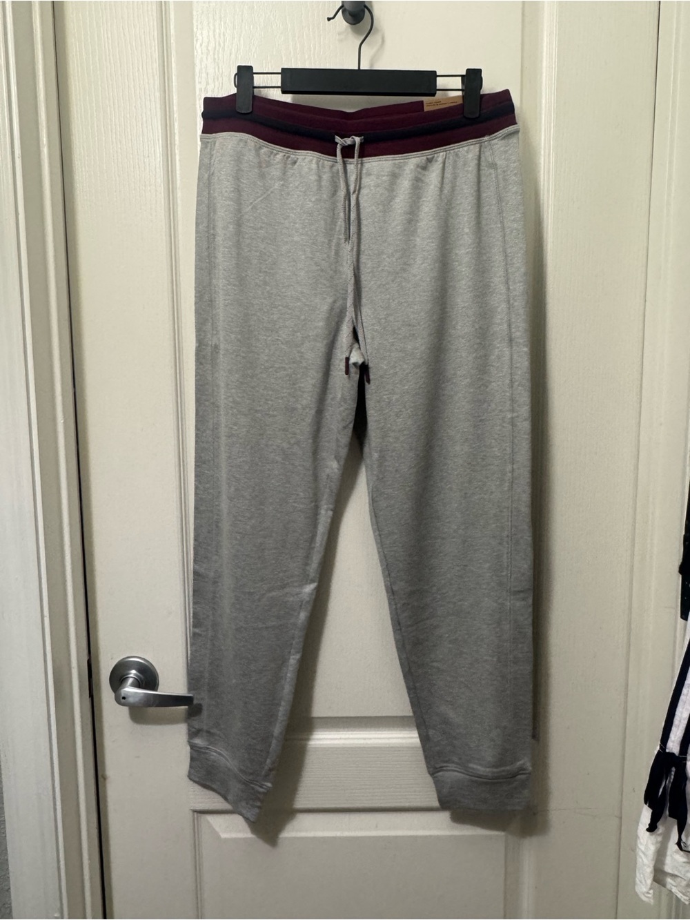 Women’s Gray Jogger Sweatpants with Burgundy Waistband